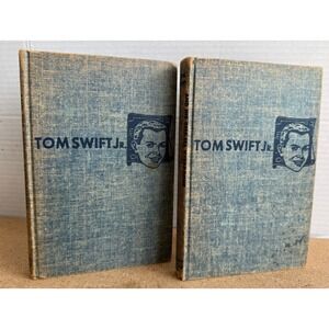 Lot of 2 Vintage Tom Swift Jr. Blue Tweed Grosset Dunlap 1958 & 1960